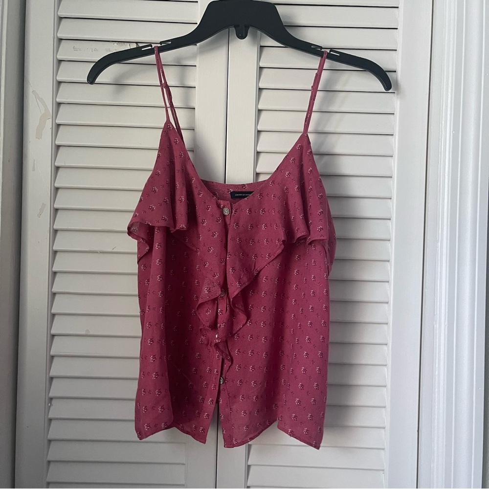 American Eagle Outfitters Pink Ruffled Y2K Camisole